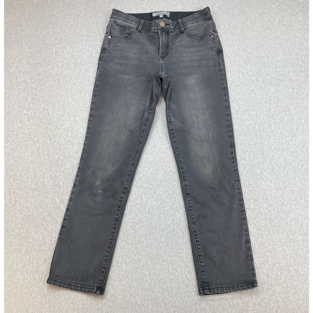 Wit & Wisdom Jeans Womens 8 Gray Cotton Blend Stretch Mid-Rise Straight Leg